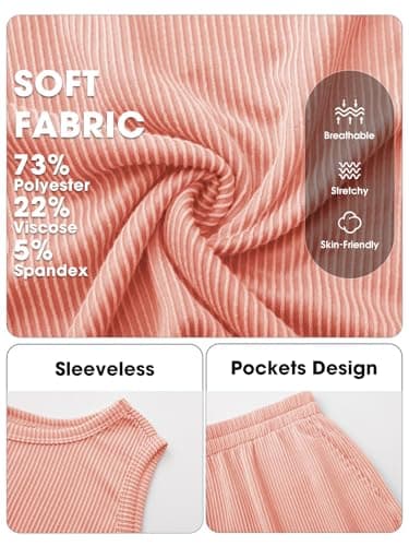 EXLURA Women's Summer 2 Piece Outfits Sleeveless Tank Top Matching Shorts Sets Lounge Sets Beach Vacation Cruise Clothes 2026 - Thumbnail 6