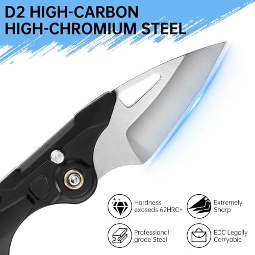 Pocket Knife:1.98" Mini Folding Knife for Men Women, EDC Knives with Button Lock, 5CR15 Blade & Aluminum Handle with Pocket Clip – 3 Modes (Folded/Dagger Shape/Full-Open), Perfect for Gifting 270 - Thumbnail 3