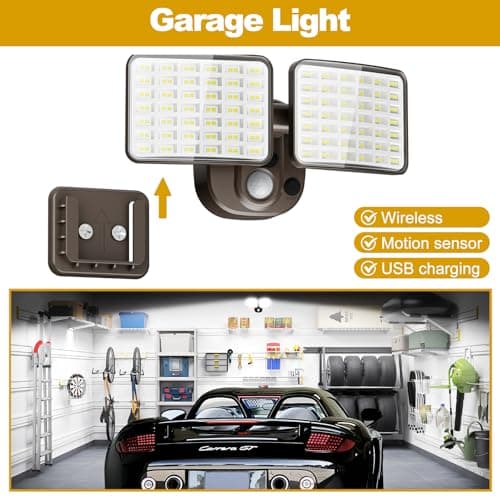 YTKIH Rechargeable Battery Operated Motion Light 2500LM & 4000LM Motion Sensor Security Light(1-3 Months Endurance) USB Charging LED Flood Light Outdoor (Brown) 1 Pack - Thumbnail 5