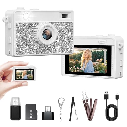 Trunsif Mini Camera - 2K Mini Digital Camera with 16GB Card, Long Battery Life,Travel Vlog & Photo Shooting Anytime,Fashion Accessories, Necklace & Keychain Camera, Gifts for Friends and Women,White - Image 1