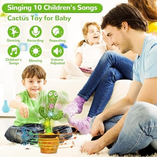Emoin Dancing Talking Cactus Toy, Cactus Baby Toy Singing Children's Song, Mimicking Recording Repeating What You Say, Educational Interactive Baby Boys Girls Toys (Volume Adjustment) - Thumbnail 2