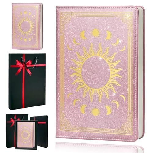 QDWXDEL Premium Leather Journal for Women - Moon Phase A5 Notebook with 100gsm Thick Paper, Travel Journal Gift Set (Moon Phase Pink) - Image 1
