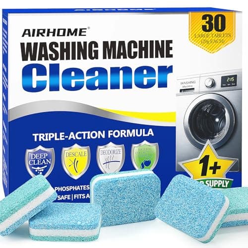 Airhome Washing Machine Cleaner & Descaler Tablets - 30 Pack (15-Month Supply), Deep-Cleaning for Front & Top Load including HE - Image 1
