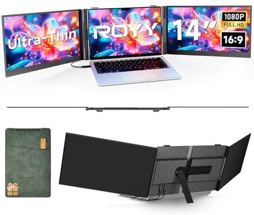 ROYY 14" Double Laptop Screen Extender, 0.18" Ultra-Thin Portable Monitor, FHD 1080P Dual Computer Screen, Plug & Play USB-C/HDMI/H5, Travel Monitor Compatible with Windows, Mac, Android, Switch, PS5 - Image 1