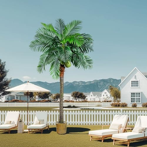 Bailikang Artificial Phoenix Palm Tree 9.1ft Tall - Fake Large Tropical Tree with Adjustable Leaves, Realistic Faux Sago Palm for Indoor Outdoor Decor, Patio, Poolside, Yard, Living Room, Office - Thumbnail 2