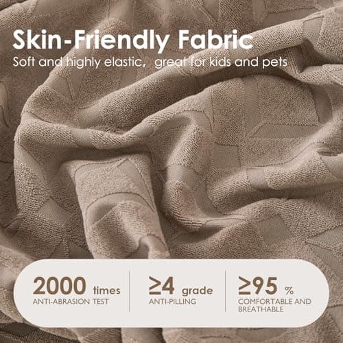 Couch Cushion Covers Waterproof, Stretch Sectional Couch Covers, Sofa, Cushion Covers Washable, Non Slip Magic Sofa Covers, Sofa Slipcovers with Elastic Bottom, 3 Straps, Pet-Friendly (Loveseat Cover) - Thumbnail 3