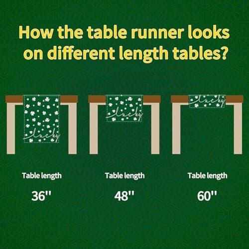 Oeyliz St Patricks Day Table Runner Shamrock St Patricks Day Decoration Table Runner Holiday Table Decorations Home Party Kitchen Dining Table Decor 13x72 Inch - Thumbnail 5