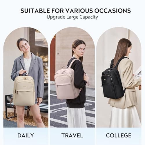 GOLF QUALITY Hiking Travel Backpack for Women Casual Business Weekender Multilayer Laptop Bag,16 Inch,Black - Thumbnail 6
