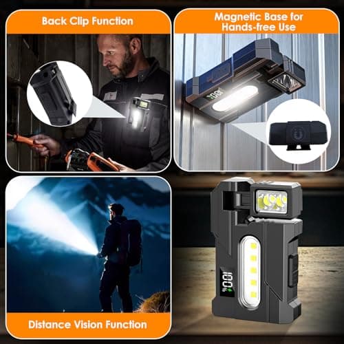 G5 EDC Flashlight – 2Pcs 400 Lumens Super Bright Rechargeable Mini Light with 270°Rotatable Magnet, 3 Modes Dual Light, 1200mAh Portable Flat Pocket Flashlights for Outdoor Camping Daily Carry (2Pcs) - Thumbnail 6