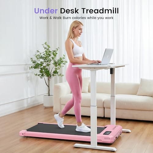 Pink Walking Pad Treadmill with Incline - Under Desk Treadmill with Vibration Plate, 2.5HP Compact Portable Treadmills for Home Small Spaces, Office, Remote Control & LED Display - Thumbnail 6