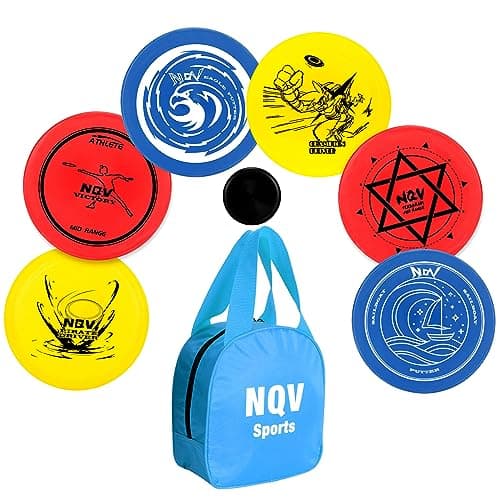 NQV Disc Golf Set with Bag,Disc Golf Beginner Set,6 Pack Flying Discs with Putters Drivers Mid Ranges+1 Disc Golf Bag for Beginners - Image 1