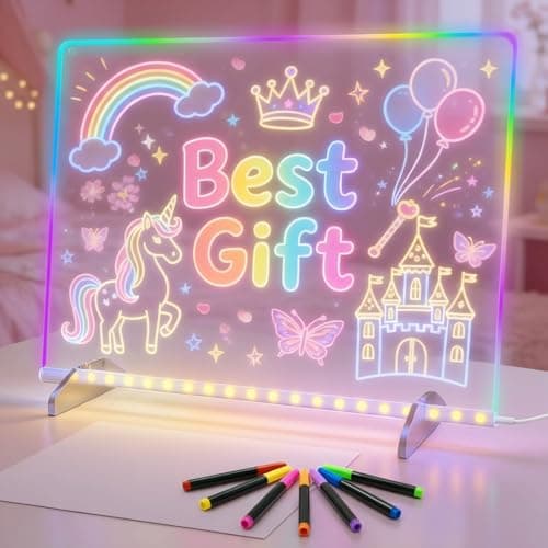LED Drawing Board for Kids, 17" Light Up Doodle Board, Reusable Glow in The Dark Drawing Tablet with 7 Colors, Erasable & No Mess Art Toy for Ages 3-12+, Best Birthday Gift for Girls Boys (2026 New) - Image 1