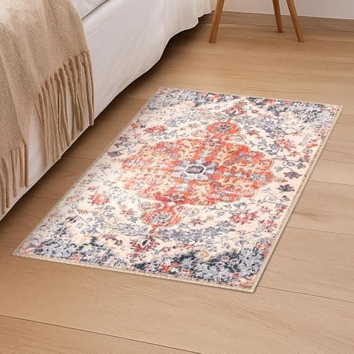 Small 2x3 Washable Rug – Indoor Rugs for Entryway, Easy Cleaning Non-Slip Carpet, Vintage Soft Surface Cashmere-Like Texture – Durable Pet-Friendly Mat, Door Entry Rug for Kitchen, Hallway & Apartment - Image 1