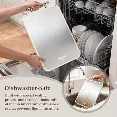 Cookeers Titanium Cutting Board for Kitchen - 2026 New Upgraded 100% Pure Titanium No Step Edge Double Side Cutting Board, Food Grade PP, Dishwasher Safe, Non-Slip, 15.8”×10.24 ” Chopping Board - Thumbnail 6