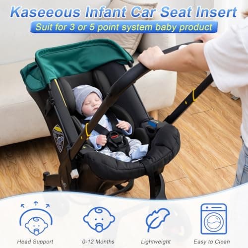 Infant Car Seat Insert for Doona, Ultra-Thick Baby Car Seat Head Support, Breathable Mesh Baby Car Seat Cushion with Natural Filled Sponge, Universal Carseat Head Support for Preemie to Toddler - Thumbnail 6