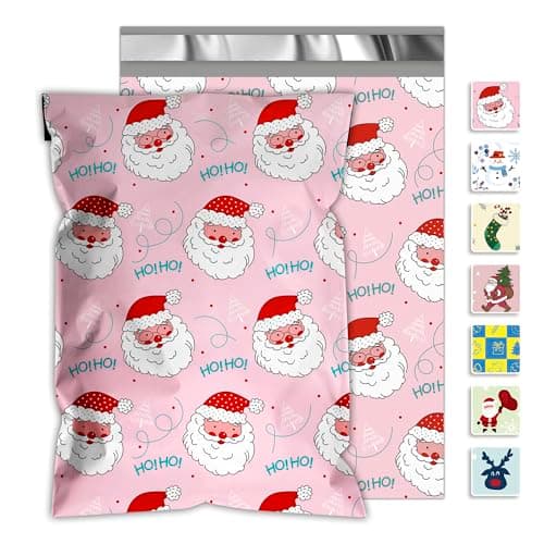 JinRuiKJ Christmas Poly Mailers 12x15.5 Inch 50 Pcs - Heavy Duty Tear-Proof Mailings Envelopes - Waterproof Shipping Bags for Small Business & Boutique - HoHo Santa - Image 1