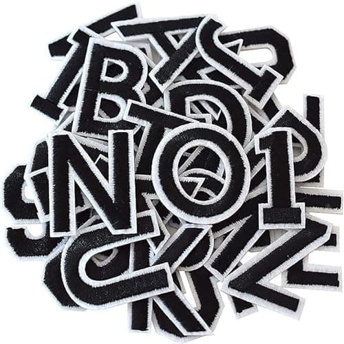 72 Pieces Iron on Letters, Black Letters and Numbers Patches for Clothing, Alphabet Embroidered Patch A-Z, Numbers 0-9 Applique for Clothes, Dress, Hats - Image 1