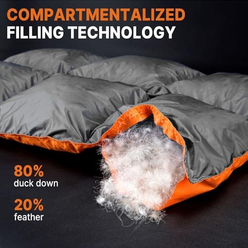 Gaialoop Down Puffy Blanket for Car Camping Outdoor Travel Backpacking, Duck Down Lightweight Portable Soft Warm Cozy Camping Blanket Quilt, 53"x78", Light Gray - Thumbnail 6