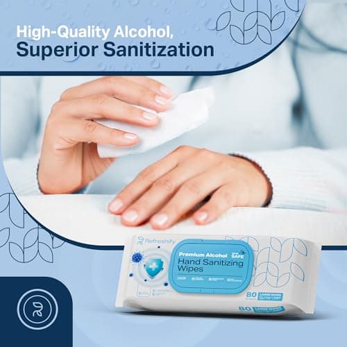 Large Alcohol Wipes 75% Unscented Hand Sanitizing Wipes (320 count +12 travel wipes) Alcohol Wipes for Travel Home and Classroom - Resealable Pack - Thumbnail 5
