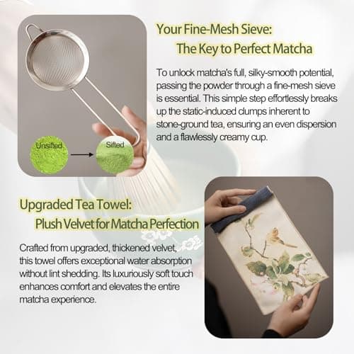 Matcha Set, 8-Piece Ceramic Japanese Matcha Whisk Kit with Bowl, Bamboo Whisk and Holder, Traditional Matcha Making Tools for Beginners and Tea Lovers, Cream White Tea Ceremony Gift Set - Thumbnail 6