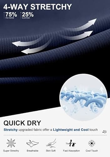 Viodia Men's 7" Golf Shorts with 5 Pockets Elastic Waist Dry Fit Stretch Lightweight Shorts for Men Hiking Casual Athletic Navy - Thumbnail 5