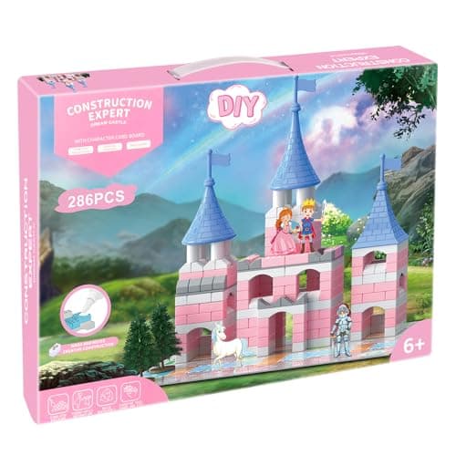 GeoTales Princess Castle Building Blocks Kit for Girls 6-12, Mini Brick DIY Craft Dream Castle Playset, STEM Creative Construction Building Toys, Pink Fantasy Castle Set Gift for Kids Age 6+ - Image 1