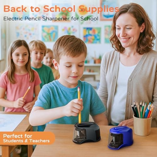 STAGEEK Electric Pencil Sharpener, Plug in or USB/Battery Operated. Fits No.2 and Colored Pencils (6-8mm). Great for School, Classroom, Office and Home(Black) - Thumbnail 2