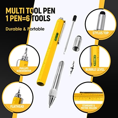 BIIB 6 in 1 Multitool Pen, Mens Gifts for Dad Boyfriend Husband, Anniversary Birthday Father‘s Day Gifts for Men, Gift for Men Who Have Everything, Dad Gift from Daughter Son, Cool Tools Gadgets - Thumbnail 2