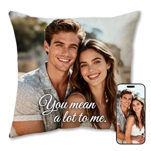bccpnl Custom Couple Photo & Pet Pillow — Personalize with Photos & Text, Includes Insert, Double-Sided Printing, 6, Pet Memorial Gift, Keepsake for a Loved One on Valentine’s Day. - Image 1