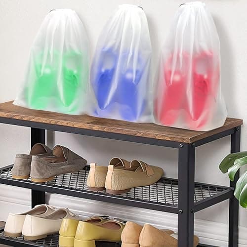 25 Pack Shoe Bags for Travel, 15.7" x 11.8" Large Clear Travel Shoe Bag Vacation Essentials Cruise Essentials Portable Drawstring Packing for Men & Women - Thumbnail 5
