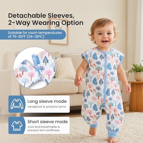 i-baby Outlast® Baby Sleep Sack with 2-Way Detachable Sleeves, Unisex Toddler Sleeping Bag with Smart Temperature Regulation, Growth-Friendly Baby Wearable Blanket with Legs for Infants, 3-4T - Thumbnail 5