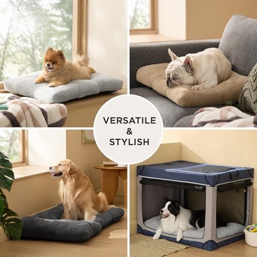 Bedsure Washable XL Dog Bed for Crate for Extra Large Dogs, Comfort Fluffy Plush Pet Pillow Bed Kennel Pad with Non-Slip Bottom, Machine Washable Pet Sleeping Mat, 41"x27", Dark Gray - Thumbnail 6