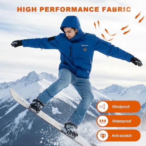 Brimekey Graphene Heated Jacket for Men, Fast Charge 20000mAh Large Capacity, Men's Heated Jacket with Fleece Lining, 6 Heating Zones Windproof Waterproof Soft Shell Hoodie Jackets Skiing Hunting - Thumbnail 6