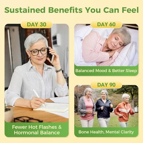 GREENPEOPLE Menopause Supplements for Women - Black Cohosh & Ashwagandha for Hot Flashes, Night Sweats, Mood Swings, Hormonal Balance Support,10 Billion CFU Probiotic - 120 Capsules Vegan Gluten-Free - Thumbnail 3