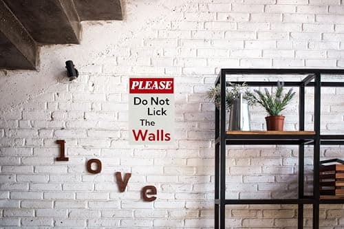 Carastora Funny Metal Sign "PLEASE DO NOT LICK THE WALLS" - Vintage Tin Decoration for Bathroom, Bar, Cafe, Garage or Home - Humorous Plaque 8x12 Inch - Thumbnail 3