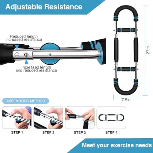 Adjustable U-Shaped Arm Strength Trainer – Portable 2-Level Resistance Band for Forearm, Biceps & Triceps – Ergonomic Grip, Home Gym Equipment (Black) - Thumbnail 3