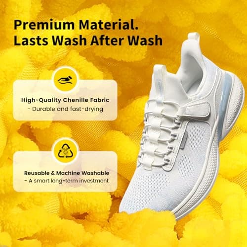 XQXA Shoe Washing Machine Bag 2-Pack - Reusable Shoe Washing Bag with Hidden Zipper, Machine Washable Shoe Bag for Sneakers, Tennis & Athletic Shoes (Yellow) - Thumbnail 3