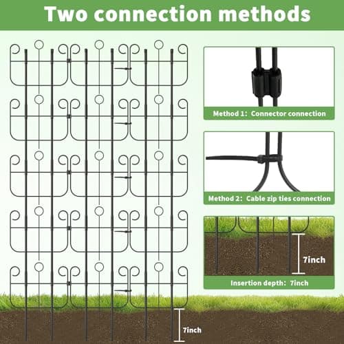 Blingluck Garden Trellis for Climbing Plants, Outdoor Rustproof Heavy Duty Plant Climber Support for Flowers, Vine, Cucumbers, Expandable Height & Width, No Dig Decorative Garden Fence Panels - Thumbnail 6