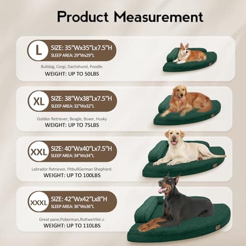 MEKIY Large Orthopedic Dog Bed with Sides XXXL Dog Beds with Removable Washable Cover Non-Slip Waterproof Pet Bed for Extra Large Dogs - Dark Green XXXL - Thumbnail 6