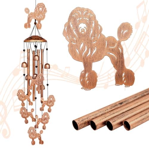 GDNSFIT Poodle Wind Chimes for Outside, Metal Windchimes Outdoors, Poodle Gifts for Women/Men, Memorial/Birthday Gifts, Garden Decor for Outside, Patio or Yard, Durable Chimes for Outdoors