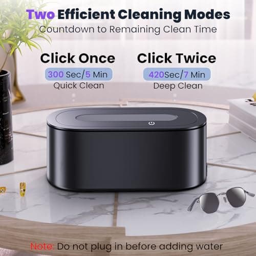 Ultrasonic Jewelry Cleaner, 48KHz Professional Ultrasonic Cleaner for Eyeglasses, Rings, Retainers, Dentures, 30W Jewelry Cleaner Ultrasonic Machine with Dual Cleaning Modes, Digital Timer - Thumbnail 4