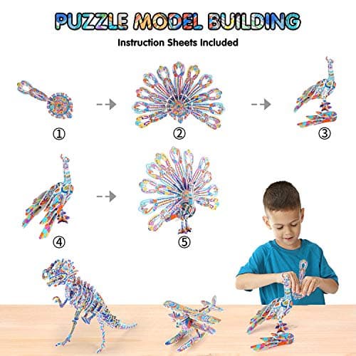 BEARUN 3D Coloring Puzzle Set, Arts and Crafts for Girls and Boys Age 6 7 8 9 10 11 12 Year Old, Fun Educational Painting Crafts Kit with Supplies for Kids, Birthday Toy Gift for Kids - Thumbnail 3