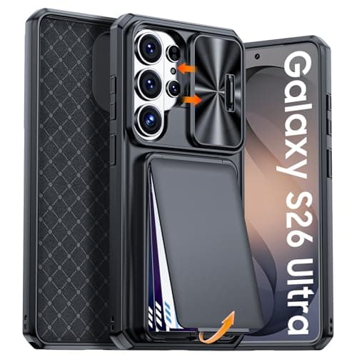 BSNRM for Samsung Galaxy S26 Ultra Case Wallet with RFID Blocking, Card Holder, Slide Camera Lens Cover, Silicone Edge Raised, Rugged Heavy Duty Phone Cover Case for Galaxy S26 Ultra, 2026, Black - Image 1