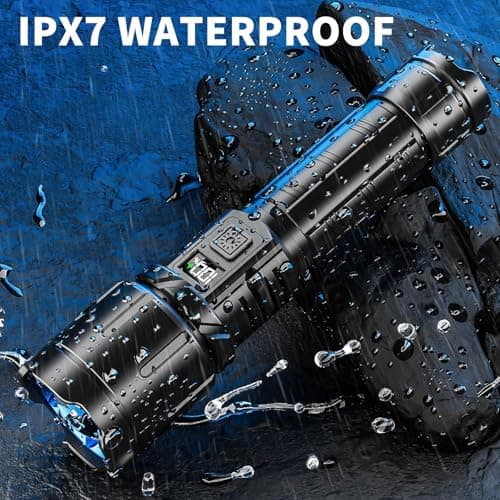 KNIBO Rechargeable Flashlight 99000 High Lumens, LED Super Bright Flash Light, Tactical Flashlights with LCD Power Display, 6 Modes, Waterproof, Brightest Flashlight for Emergencies Camping - Thumbnail 4
