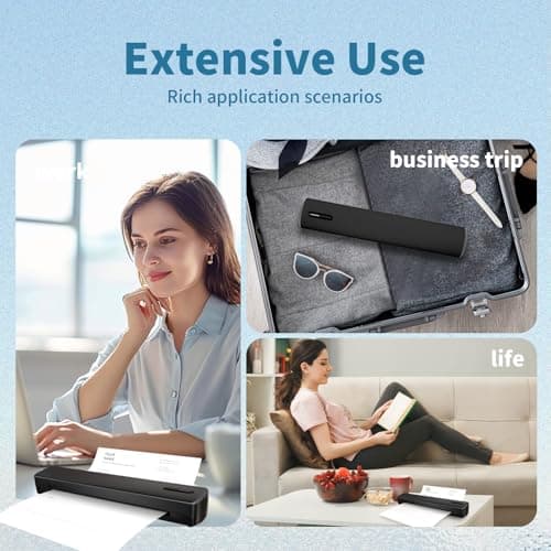 TAGZILO C80 Wireless Printer, Inkless Portable Printer for Travel, Supports A4 8.5 x 11 Inch Thermal Paper, Compatible with Phone & Laptop (Black) - Thumbnail 6