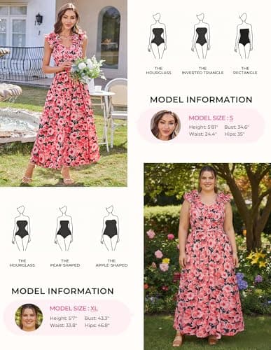 GRACE KARIN 2025 Women's Summer Floral Print Dress Sleeveless Casual Flowy Sundress A Line Ruffle Wedding Guest Outfit Red Floral M - Thumbnail 4