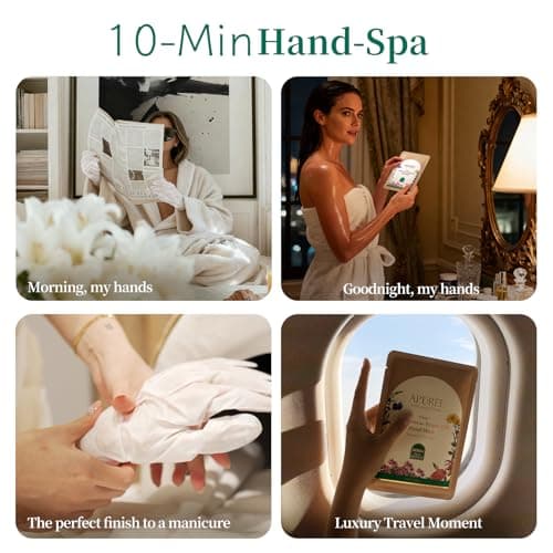 APUREE Anti Aging Hand Mask Gloves: 10-Minute Repair& Extra Moisture (5 * 30g)| for Severely Dry & Cracked Hands | Luxury Home SPA & 7 Peptides Collagen| All Skin Types| Vegan & Cruelty Free - Thumbnail 5