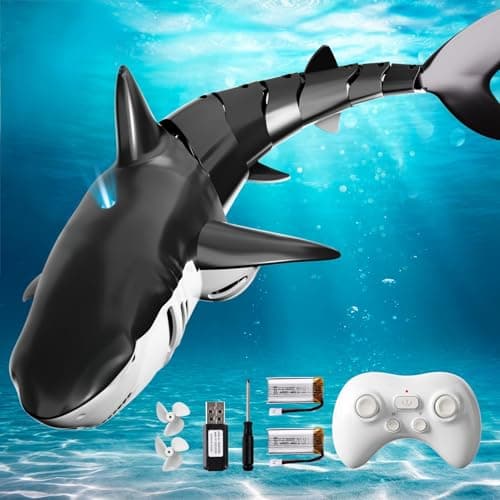 BLmukce 2.4GHz Remote Control Shark Toy for Pool, 1:18 Scale High Simulation RC Shark with Light & Spray Water, Electric Remote Controlled Swimming Water Pool Toys for 4 5 6 7 Year olds Kid Boys Girls - Image 1