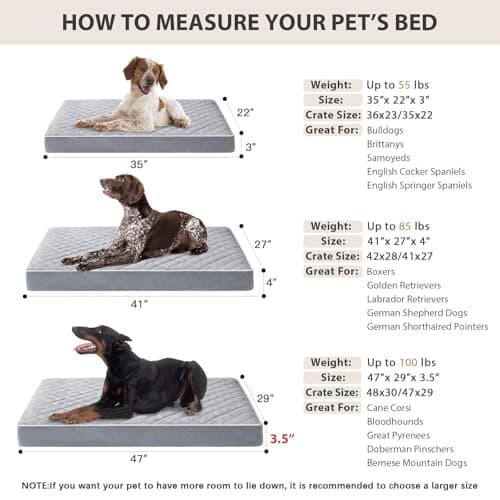 WNPETHOME Orthopedic XXL Dog Beds Large Sized Dog, Waterproof Extra Large Dogs Bed with Removable Washable Cover, Multi-Needle Quilting Dogs Crate Bed - Thumbnail 6