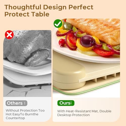 Food Warming Mat with Protective Table Mat, Graphene Fast Full-Surface Heating Mat, Electric Warming Tray with 6 Temperature and 6HoursTimer, Portable Rollable Food Warmer Perfect For Parties Buffet - Thumbnail 3